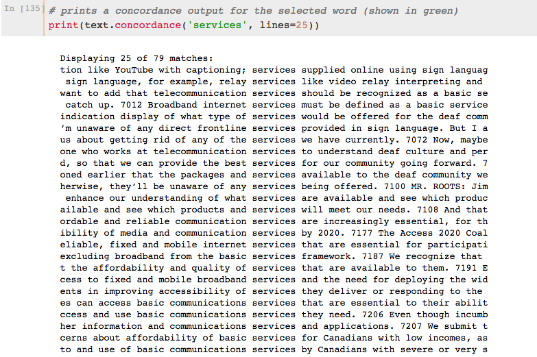 Concordance for ‘services’